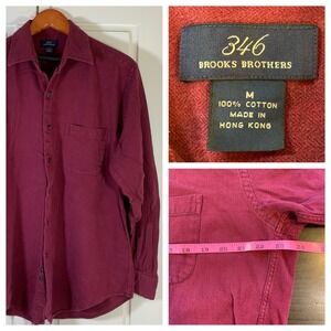 Brooks Brothers‎ 346 Burgundy Shirt Medium VTG Hong Kong Preppy Grunge READ